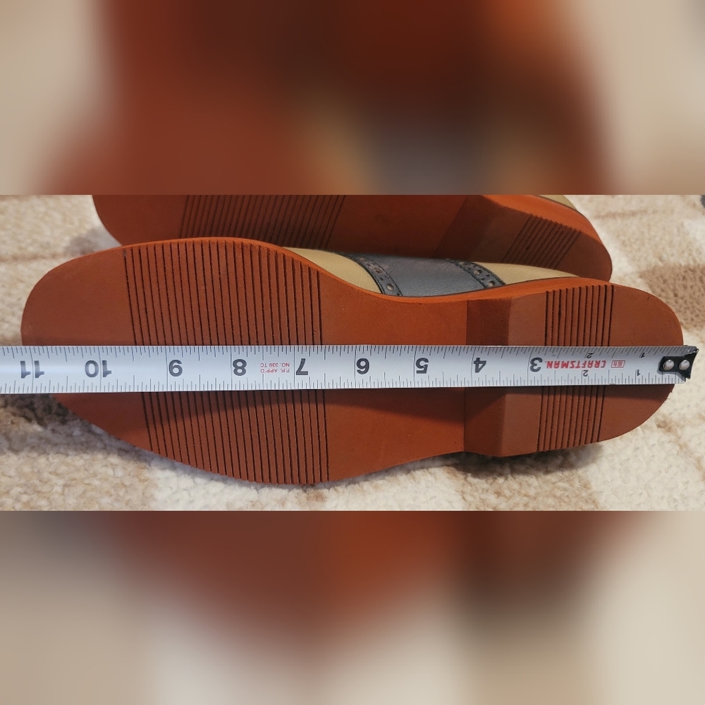 Vtg COLE HAAN Men's Two Tone Oxfords Beige Navy USA- US 7 1/2 D see measurements - Picture 13 of 16